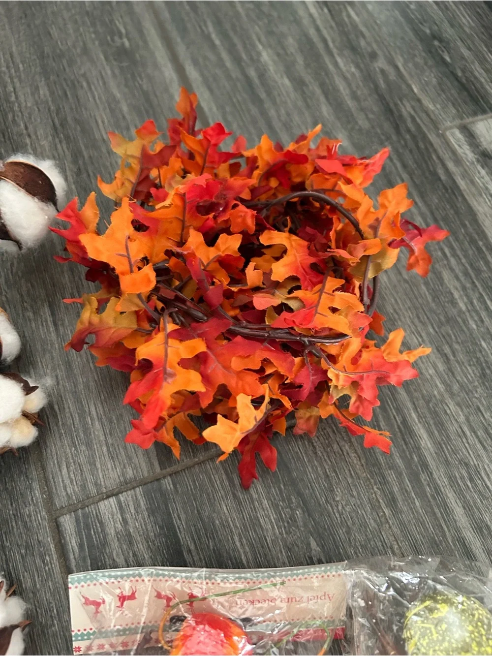 Autumn fall Cotton & Floral Decorative lot pumpkin owl Brown, Red, Orange rustic